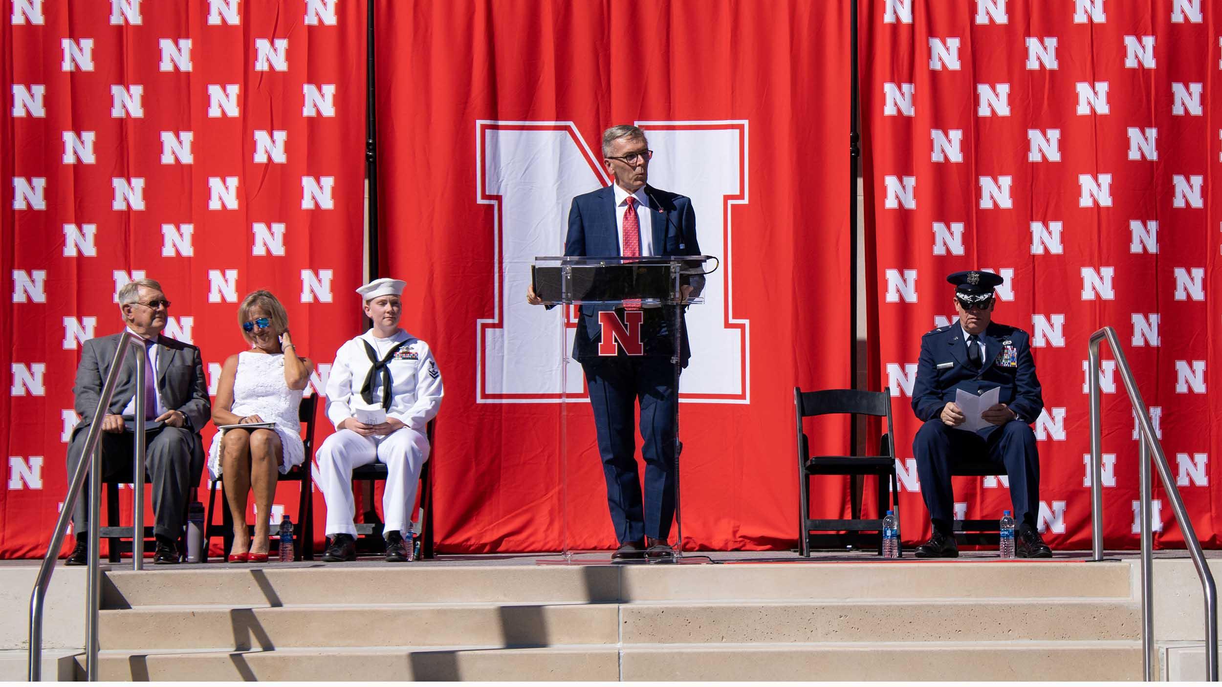 University celebrates opening of Veterans' Tribute | Nebraska ...